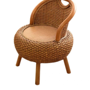 rattan hand-woven backrest chair low stool